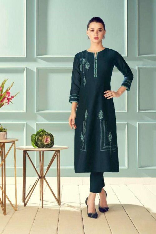 Stitched Pure Viscose Silk formal wear fancy kurti with Pant