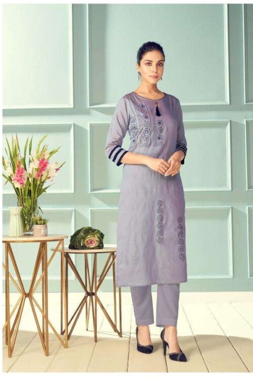 Stitched Pure Viscose Silk formal wear fancy kurti with Pant